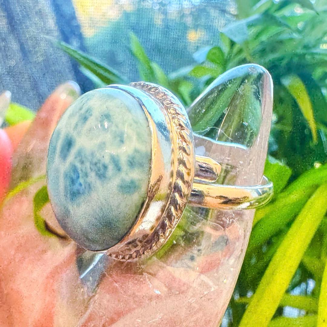 ♡ぷっくりまん丸ラリマーのリング♡S925 freesize