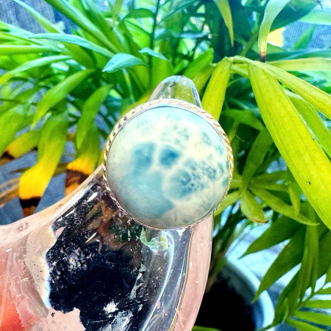 ♡ぷっくりまん丸ラリマーのリング♡S925 freesize