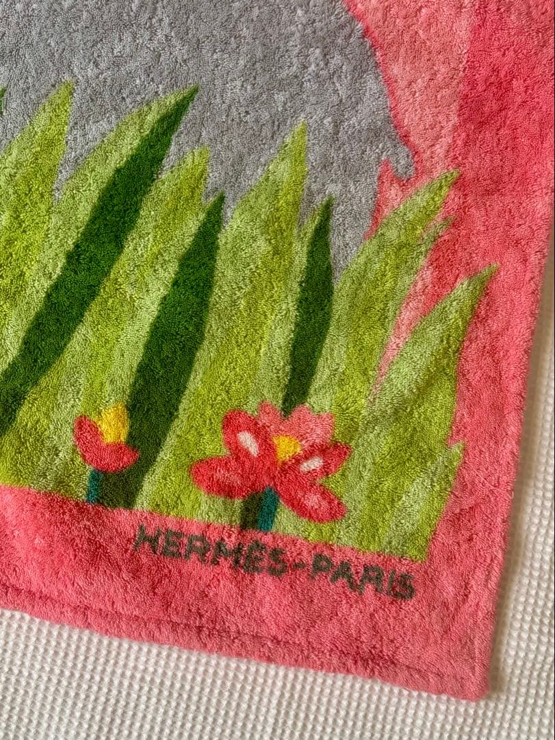 HERMES-PARIS ヒッポデザインバスマット ビーチタオル 美品