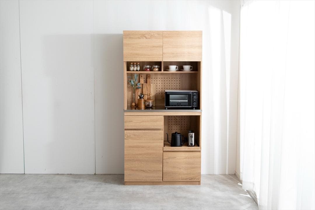 【送料無料】ステンレス天板食器棚 大容量 2口コンセント レンジ台 キッチン収納