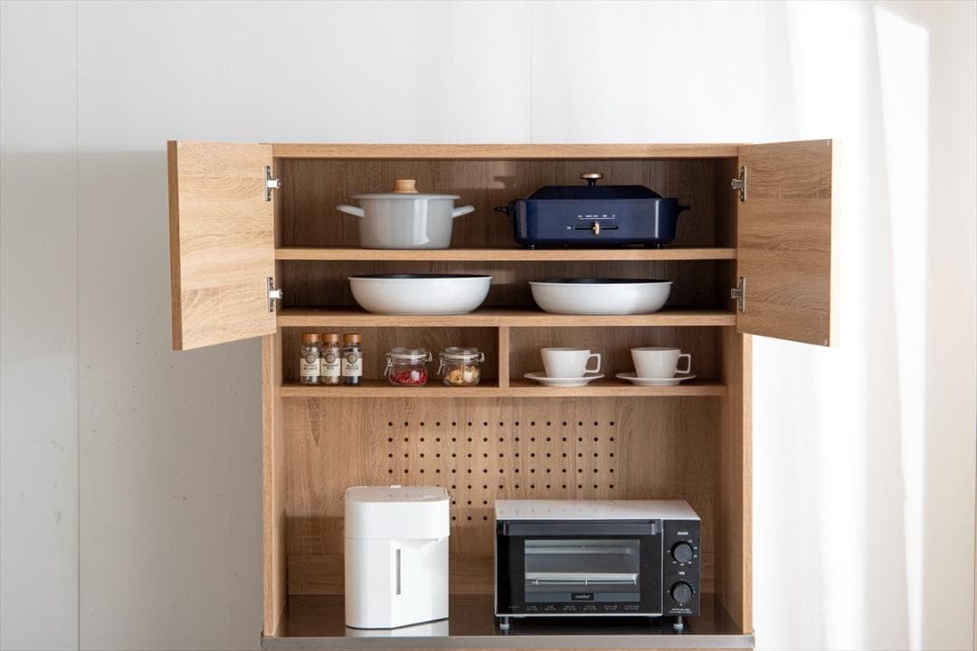 【送料無料】ステンレス天板食器棚 大容量 2口コンセント レンジ台 キッチン収納