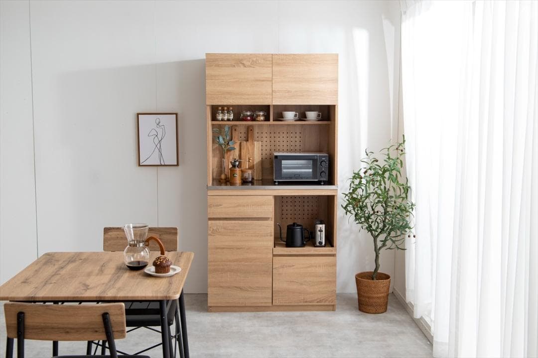 【送料無料】ステンレス天板食器棚 大容量 2口コンセント レンジ台 キッチン収納