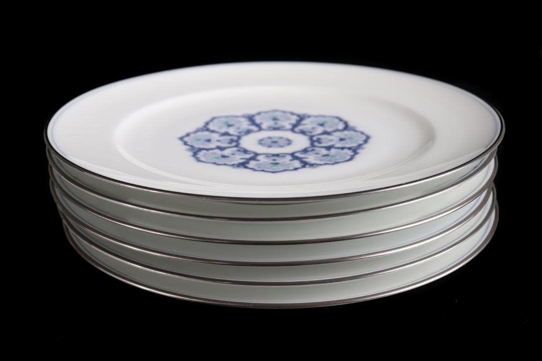 大倉陶園 呉須正倉院 プレート 6枚26ｃｍ 皿 プラチナ彩ハンドペイント