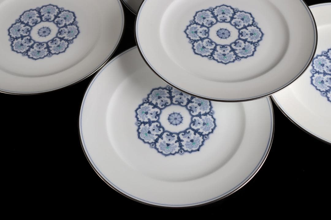 大倉陶園 呉須正倉院 プレート 6枚26ｃｍ 皿 プラチナ彩ハンドペイント