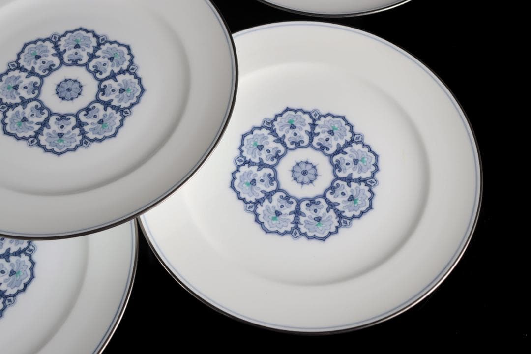 大倉陶園 呉須正倉院 プレート 6枚26ｃｍ 皿 プラチナ彩ハンドペイント