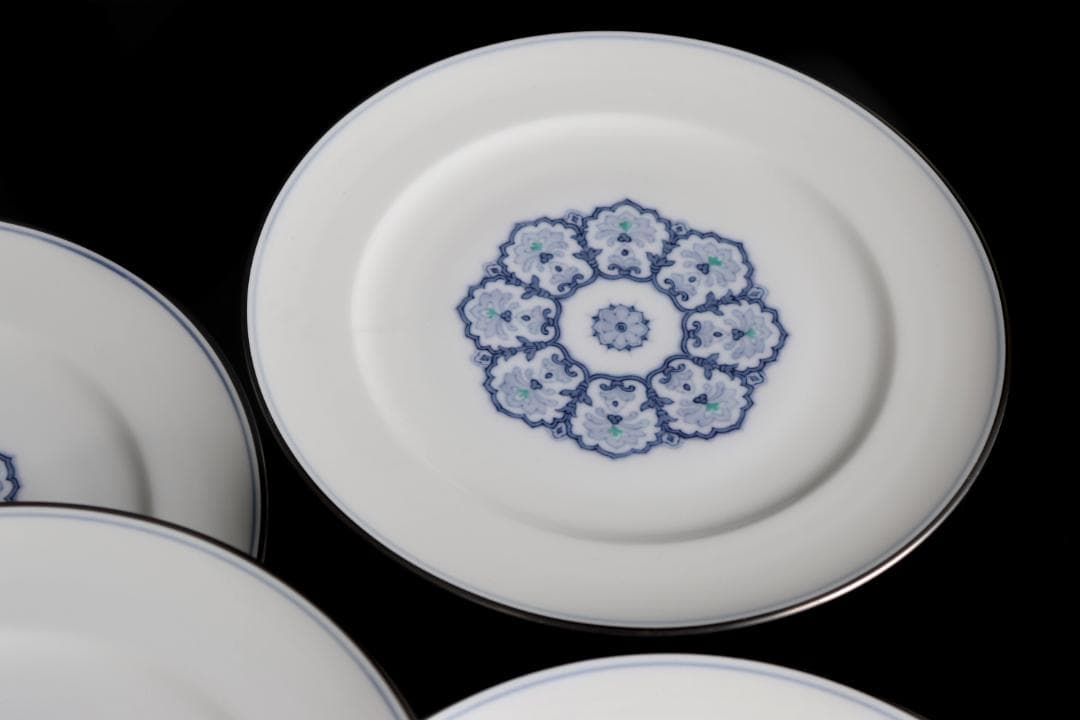 大倉陶園 呉須正倉院 プレート 6枚26ｃｍ 皿 プラチナ彩ハンドペイント