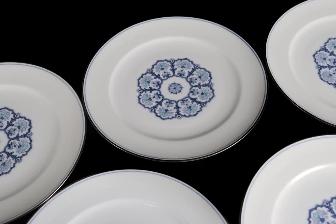 大倉陶園 呉須正倉院 プレート 6枚26ｃｍ 皿 プラチナ彩ハンドペイント