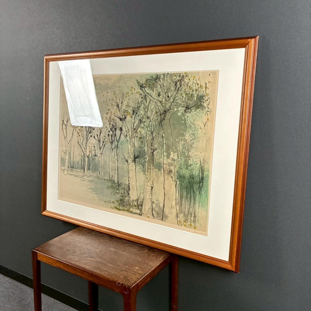 ジャン・ジャンセン「木立」樹木 リトグラフ 大作 直筆サイン入り フランス