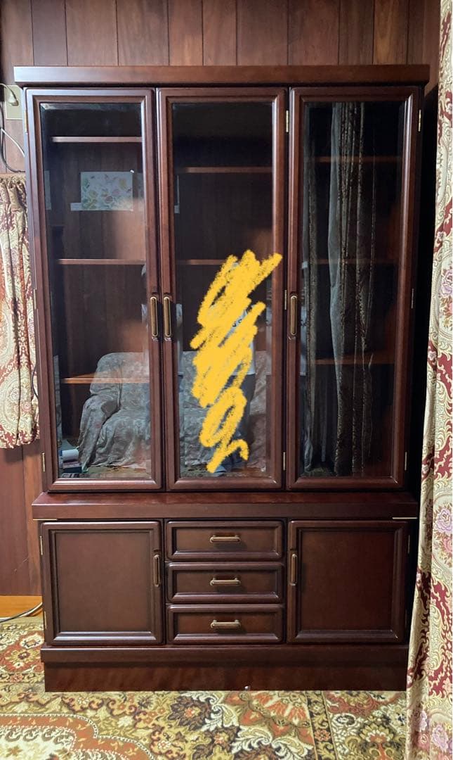 ダークブラウン木製キャビネット