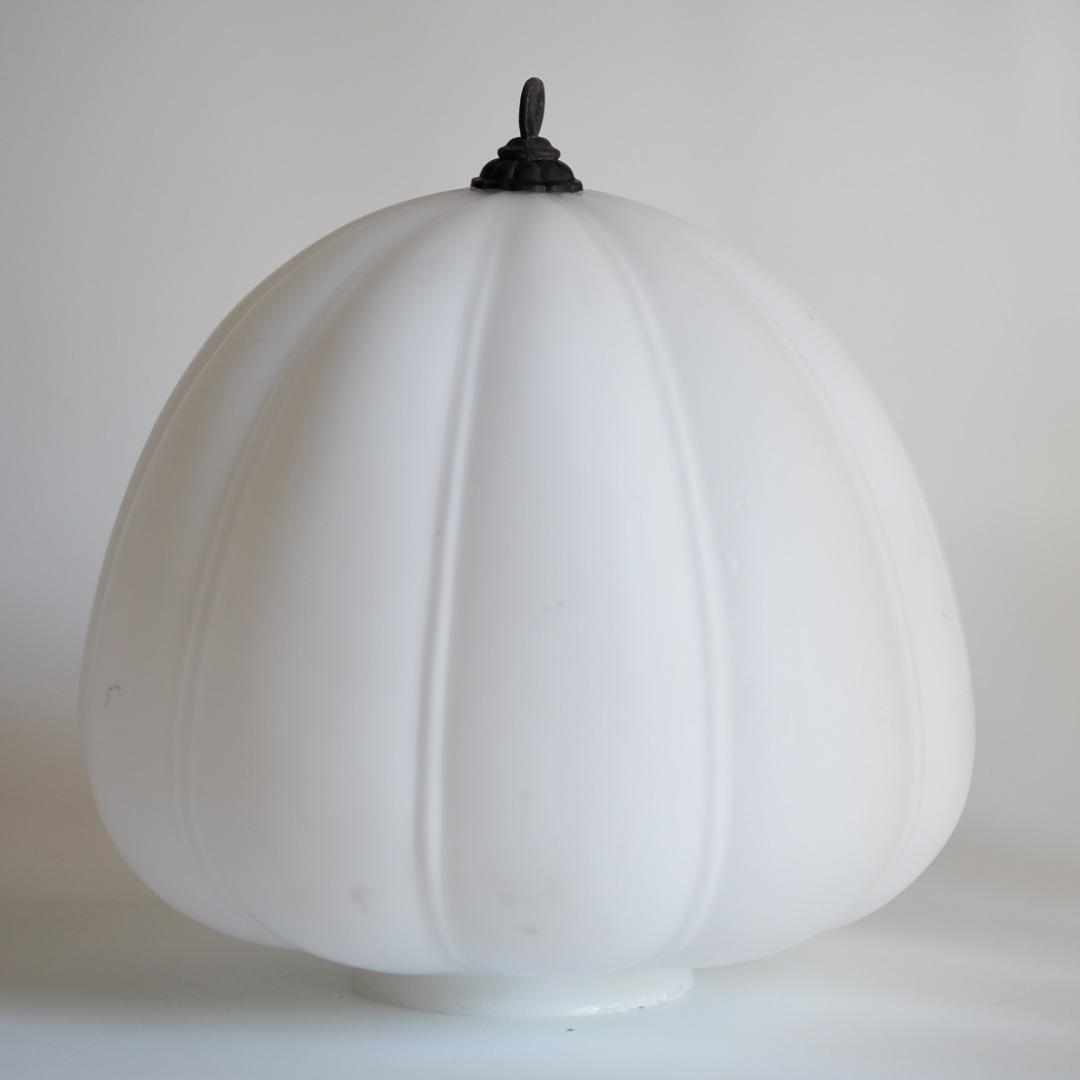 大正ガラス シェードランプ / ヴィンテージ 白 ミルクガラス