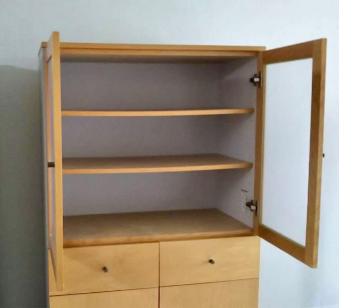 【廃盤・希少】送料込 無印良品キャビネット（食器棚・カップボード）ナチュラル木製