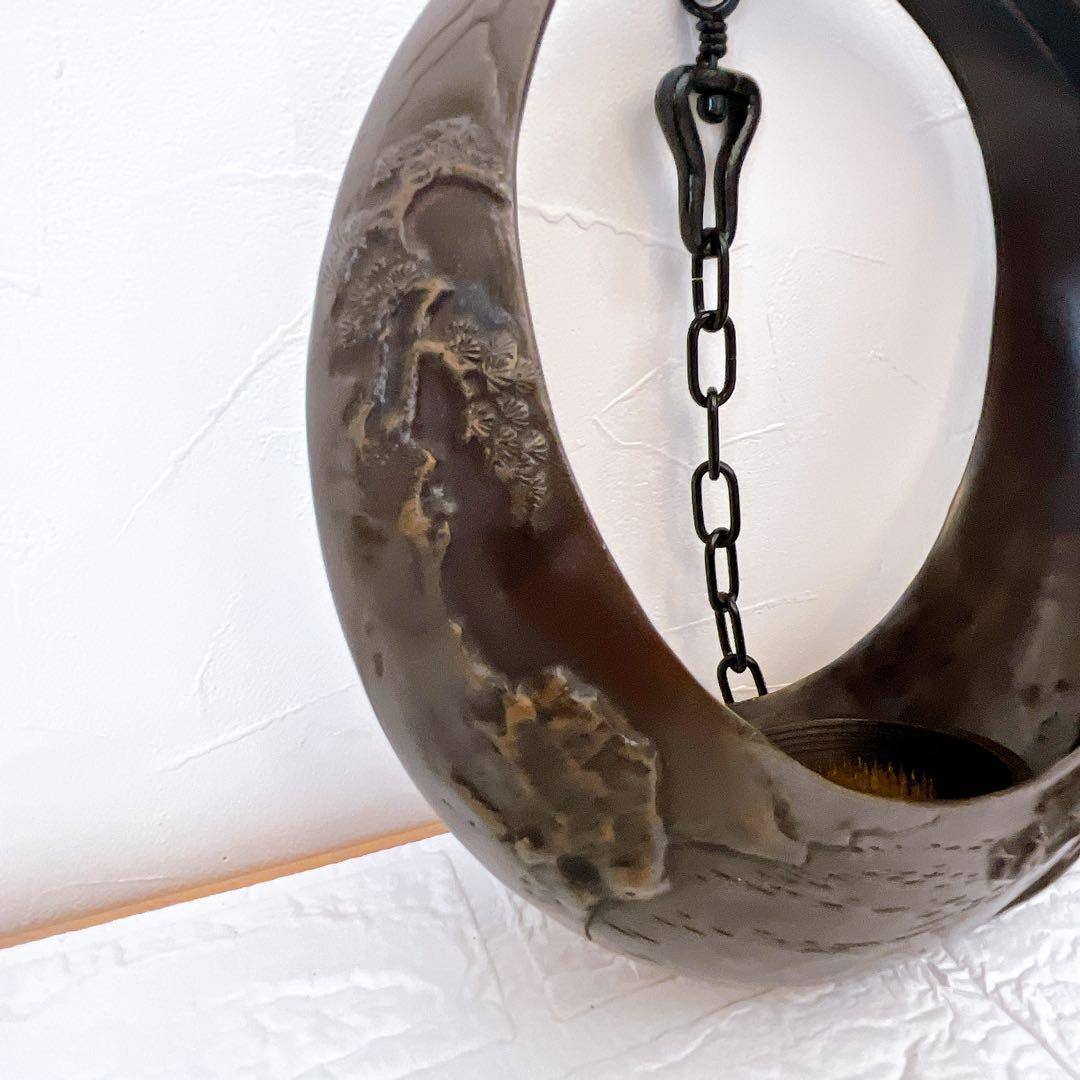 満月 吊り花器 鋳物 花入れ 鉄製 和モダン 茶室 飾り 工芸品 池坊 花器