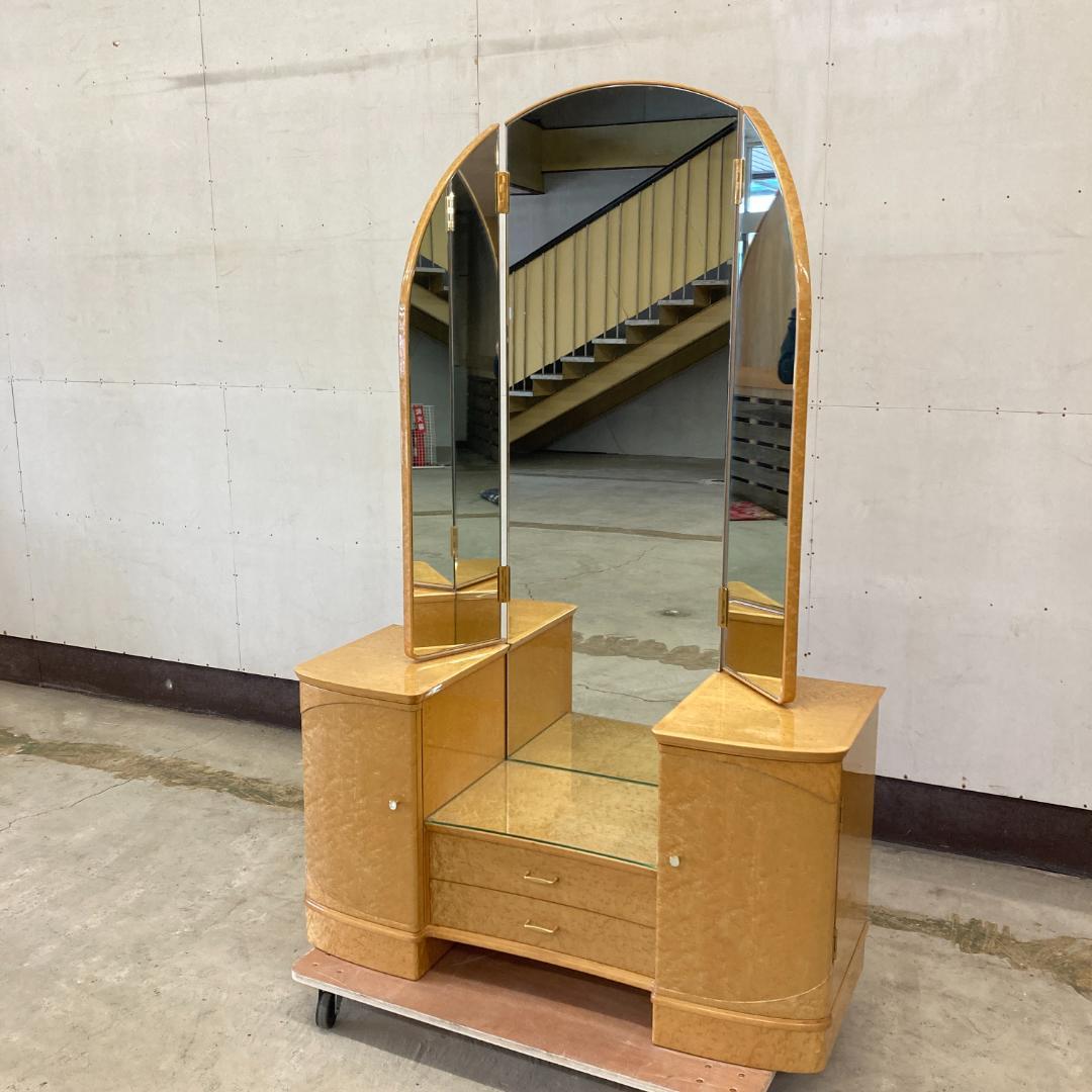 バーズアイメープル　ドレッサー　三面鏡　鏡台　高級