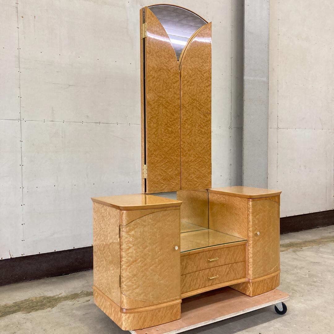 バーズアイメープル　ドレッサー　三面鏡　鏡台　高級