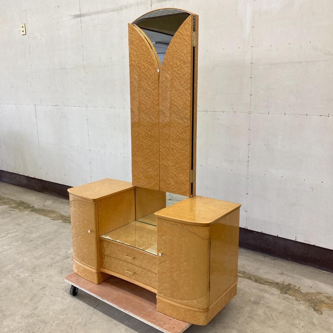 バーズアイメープル　ドレッサー　三面鏡　鏡台　高級