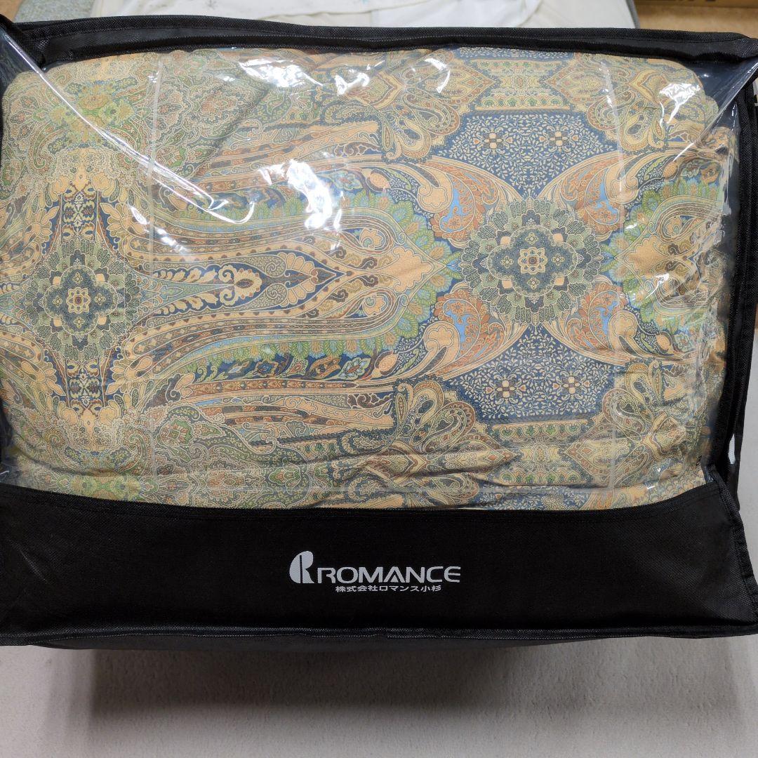 ロマンス小杉羽毛布団ダウン90%1.2kgブルー