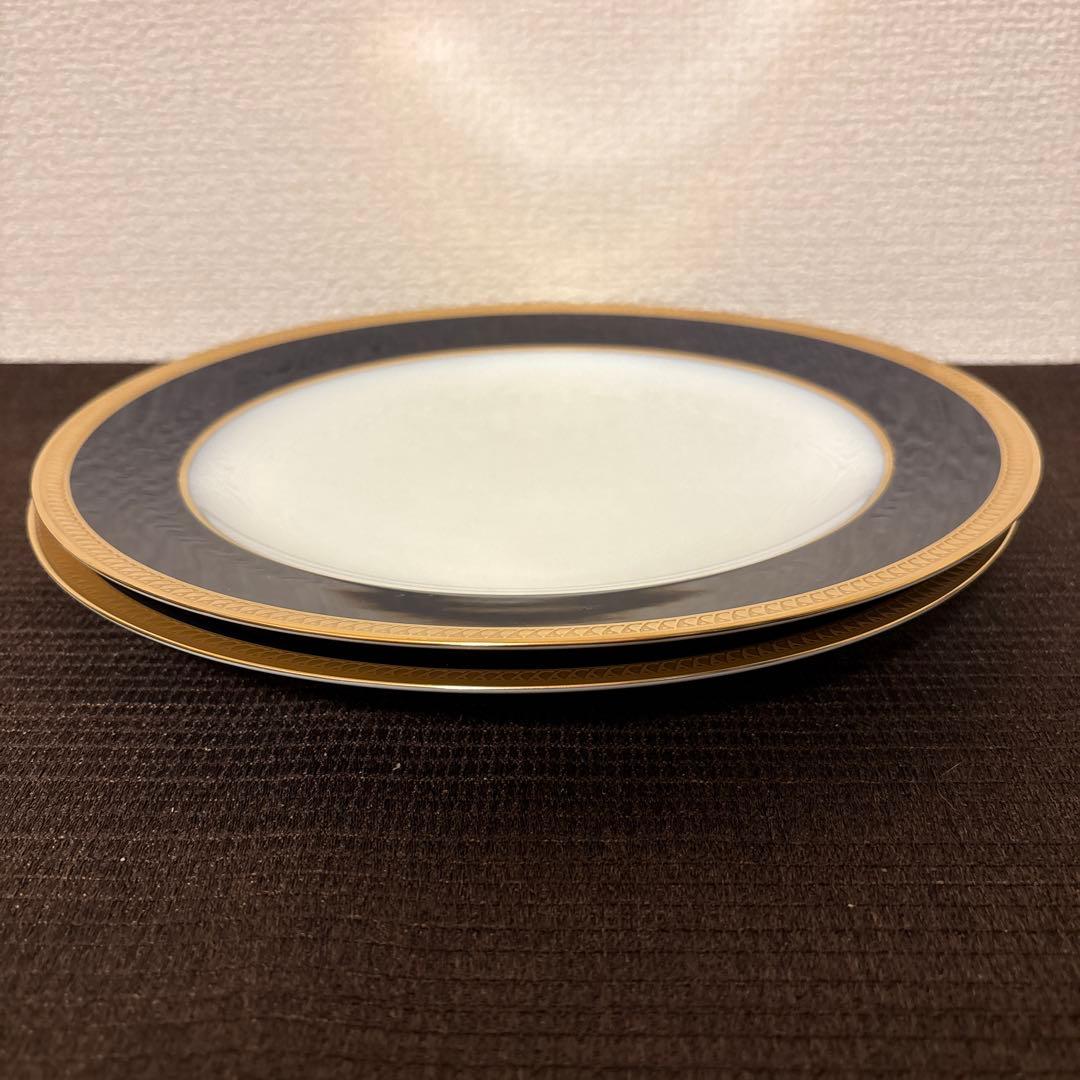 大倉陶園　ロイヤルブルー　瑠璃片葉金蝕　ディナープレート　25.5cm 未使用