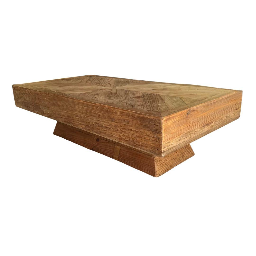 【最終値下げ】【未使用】幅125㎝　天然木　ヘリンボーン　リビングテーブル