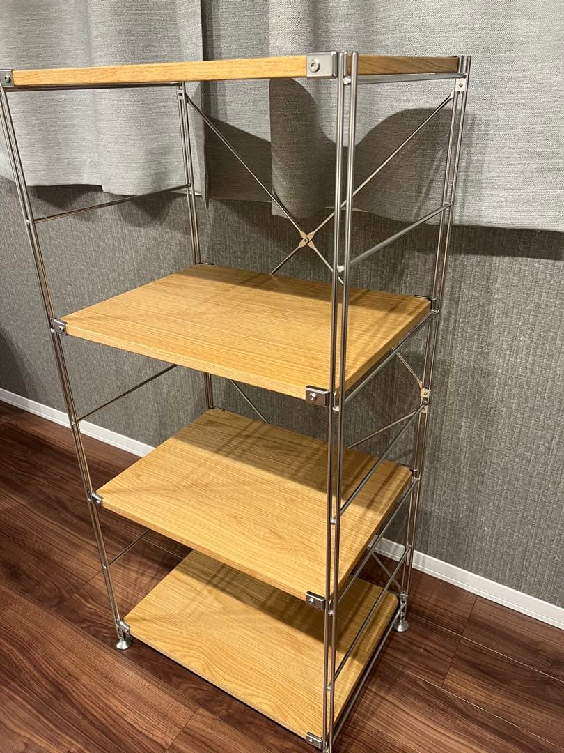 無印良品ステンレスユニットシェルフ　ナチュラルウッド4段シェルフ