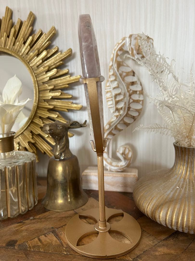 【天然石 ピンクアゲート｜三日月オブジェ｜ジオード入り】