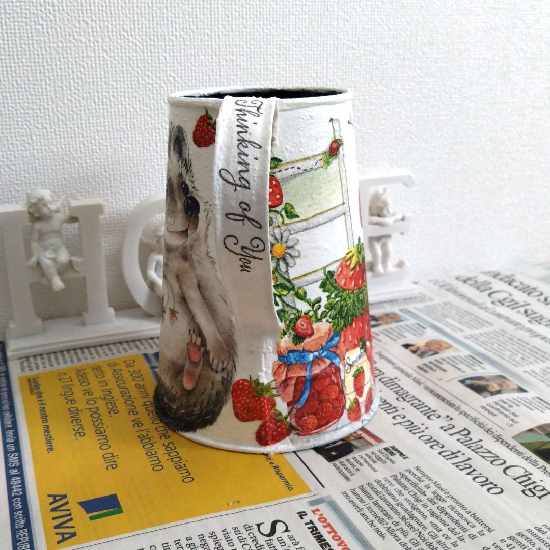 デコパージュ リメ缶☆G-12 I♡Strawberry&ハリネズミさん - メルカリ