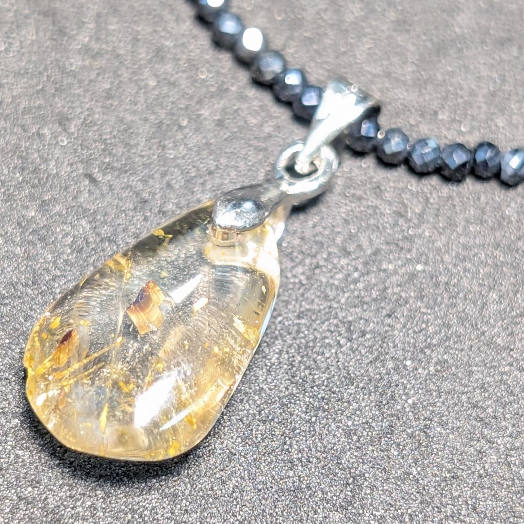 一点物 ペンダント ネックレス タイチンルチル チタンスピネル 極太金針水晶