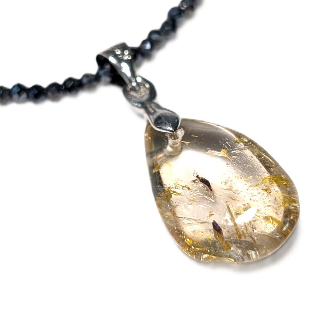 一点物 ペンダント ネックレス タイチンルチル チタンスピネル 極太金針水晶