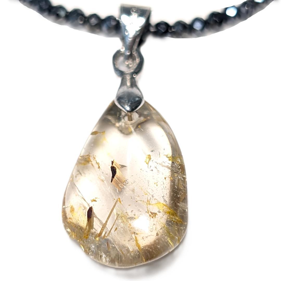 一点物 ペンダント ネックレス タイチンルチル チタンスピネル 極太金針水晶