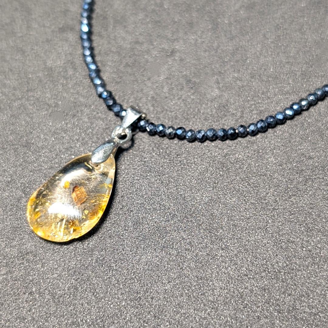 一点物 ペンダント ネックレス タイチンルチル チタンスピネル 極太金針水晶