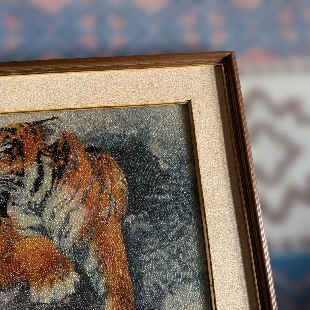 虎★ビンテージレトロ★ビーズデザイン★絵画。