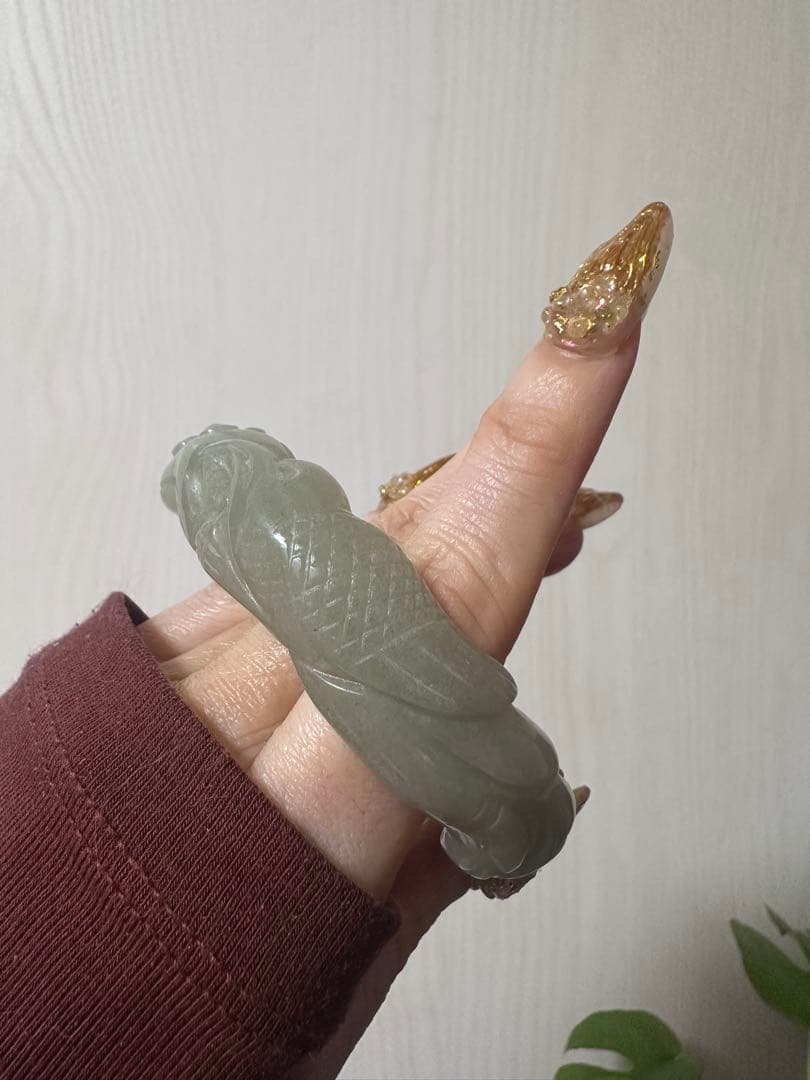 春節祭 初めての彫刻バングル カササギと梅花 シャー太翠バングル