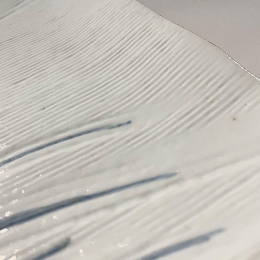 陶磁器　白地大波柄　長角大皿　盛り物皿