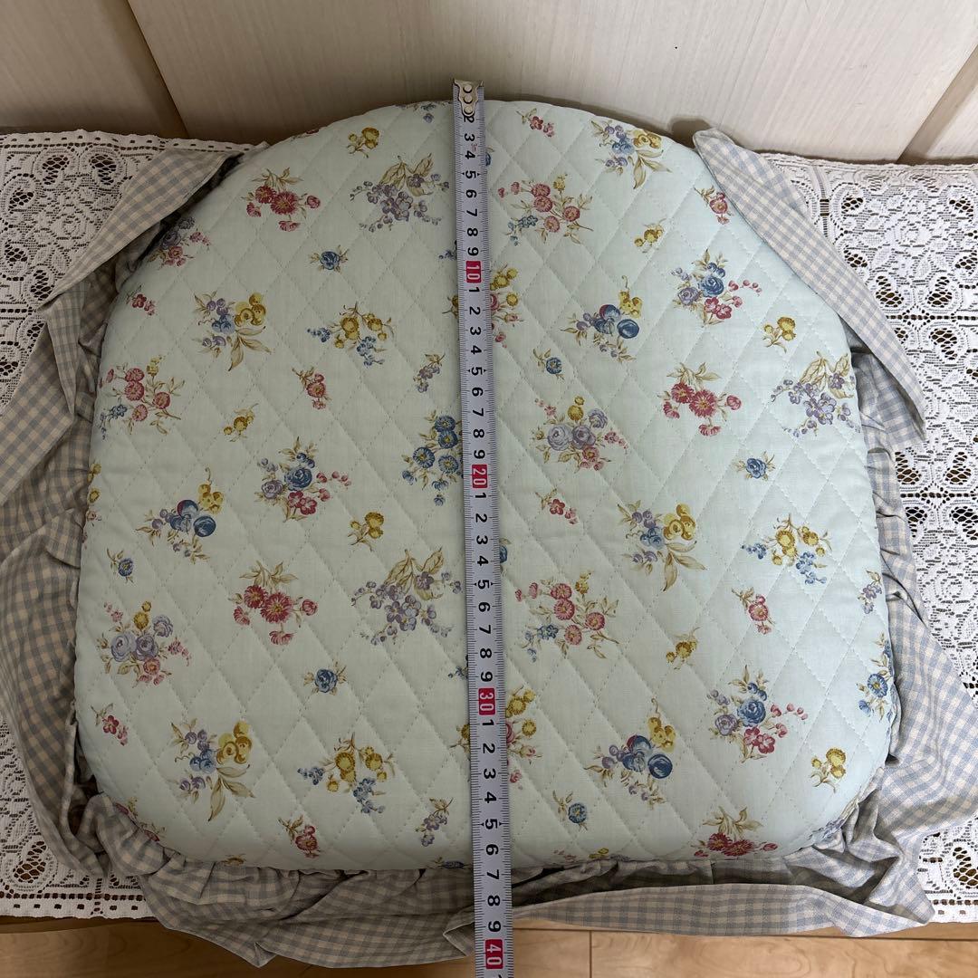 マニー　背当て付きコラージュシートクッション（ブルー）