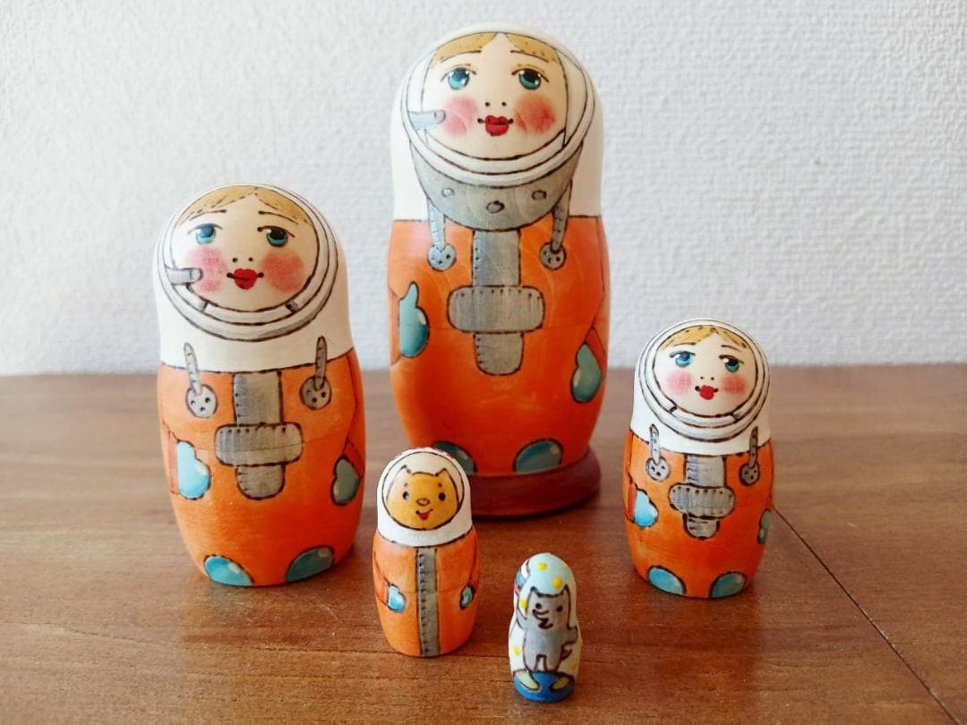 【LYH006】北欧ロシア雑貨 リューバ作のマトリョーシカ　宇宙開発