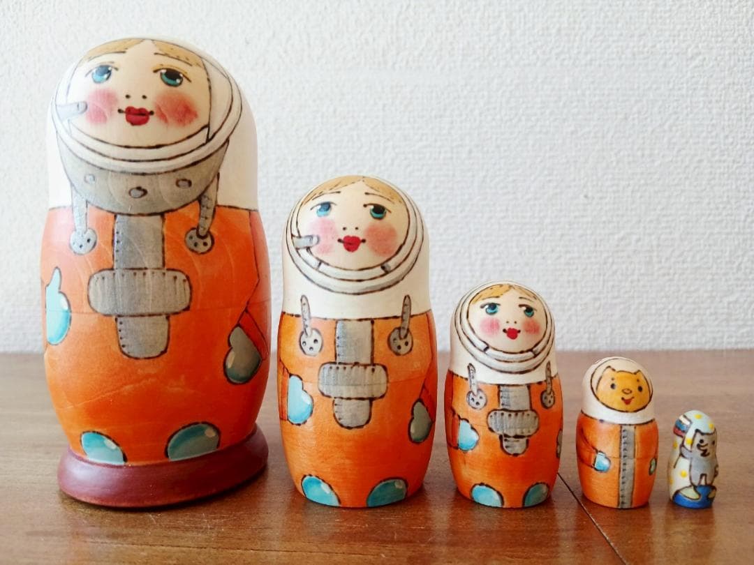 【LYH006】北欧ロシア雑貨 リューバ作のマトリョーシカ　宇宙開発