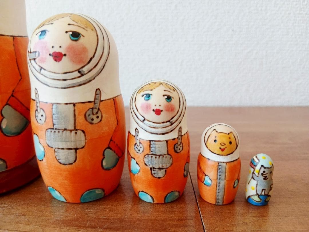 【LYH006】北欧ロシア雑貨 リューバ作のマトリョーシカ　宇宙開発