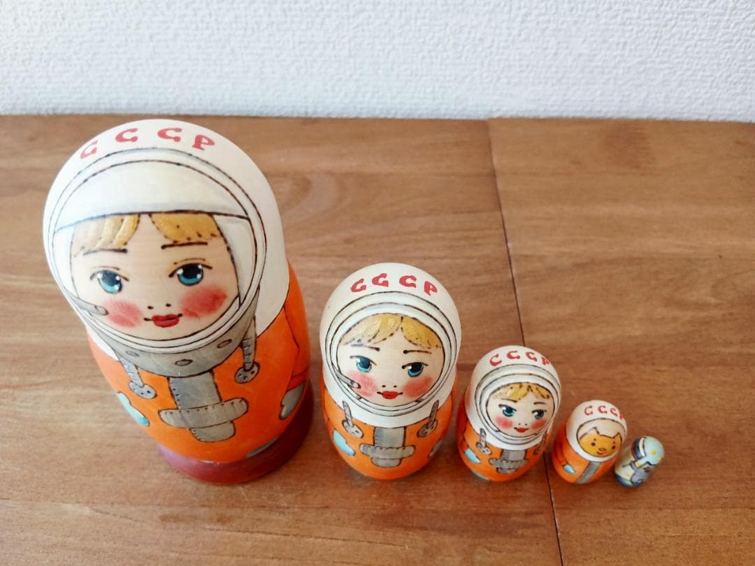 【LYH006】北欧ロシア雑貨 リューバ作のマトリョーシカ　宇宙開発