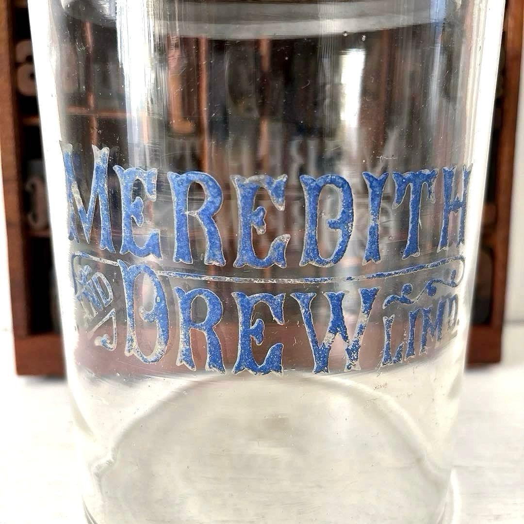 イギリスアンティーク MEREDITH&DREWビスケット ガラスジャー 蓋付き
