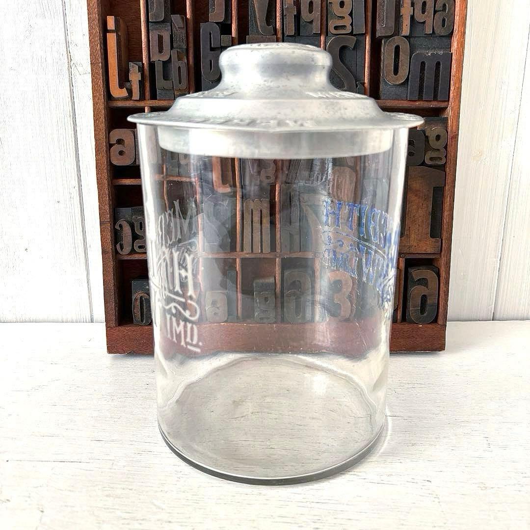 イギリスアンティーク MEREDITH&DREWビスケット ガラスジャー 蓋付き