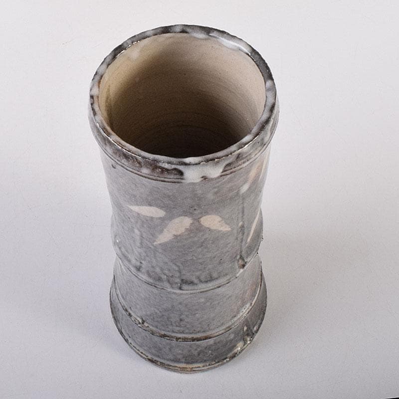 茶道具 泥中庵 真清水蔵六造 鼠志野 竹節花入 共箱 C R7878 - メルカリ