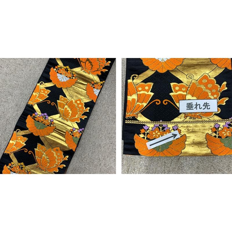 510ag68□七五三 七歳 女児 着物&袋帯 蝶 鴛鴦 花文 青□美品