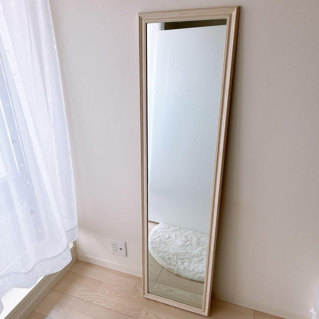 アンティーク ホワイト ウォールミラー スタンドミラー 壁立て 全身鏡 ホワイト