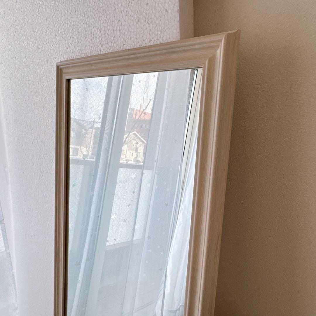 アンティーク ホワイト ウォールミラー スタンドミラー 壁立て 全身鏡 ホワイト