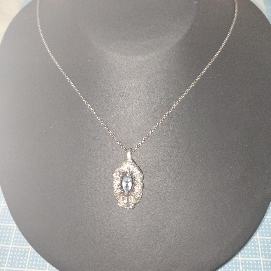 ☆匿名配送☆ハンドメイド 純銀マーキスカットペンダント シルバー925チェーン付