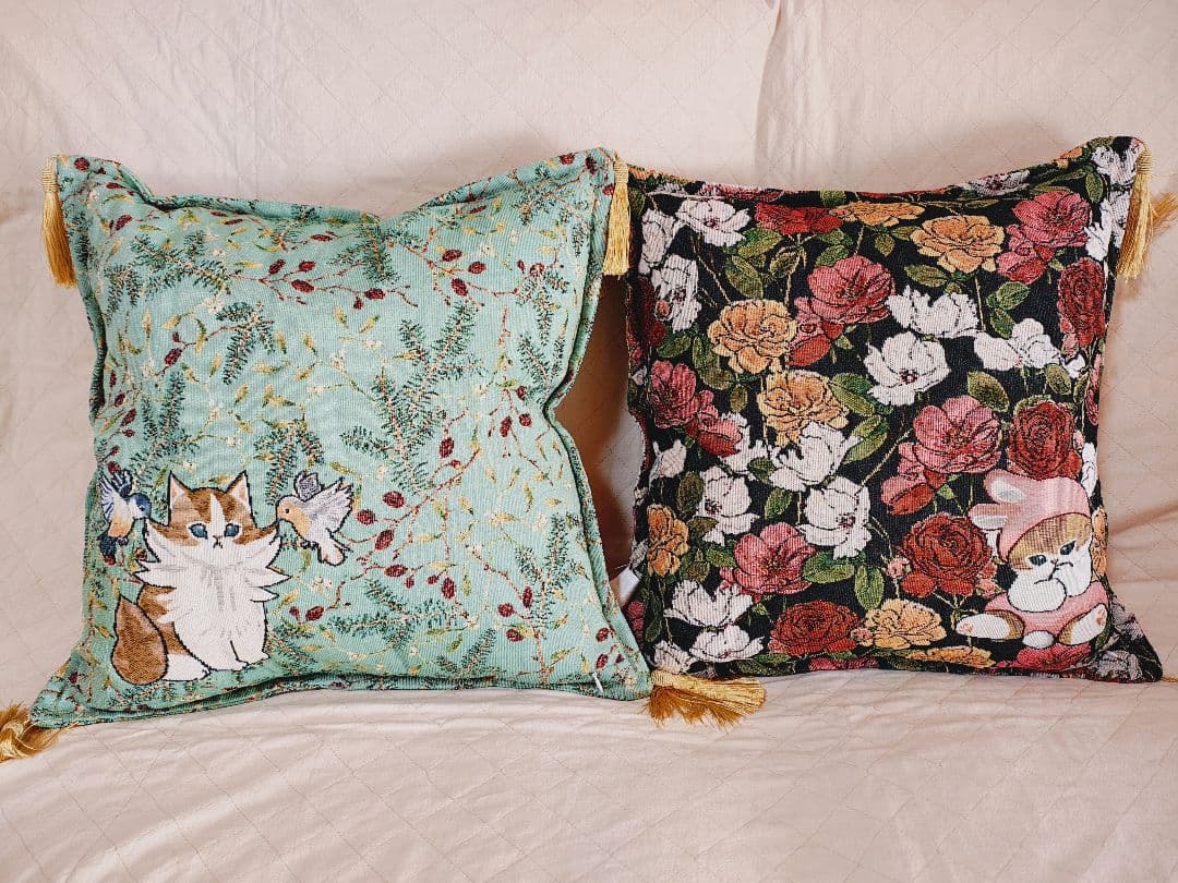 新品 モフサンド mofusand 日比谷花壇 ゴブラン織クッション 2種セット