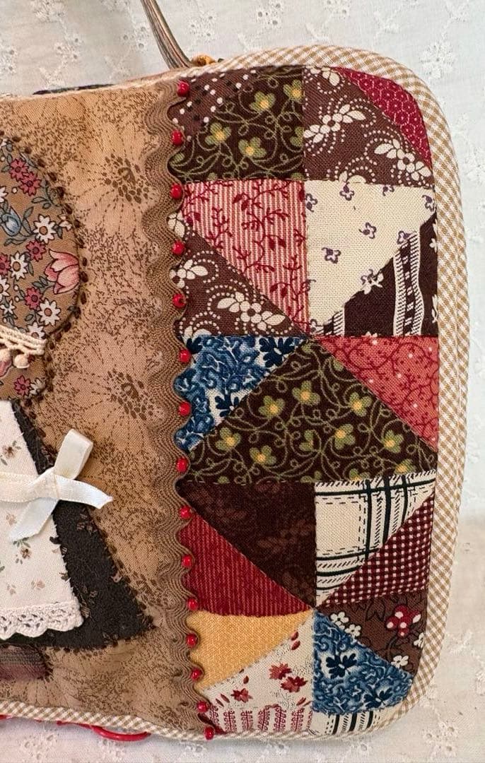 ♡ハンドメイド♡1点限り‼️ スーちゃんカントリーパッチワークBIGバニティポーチ