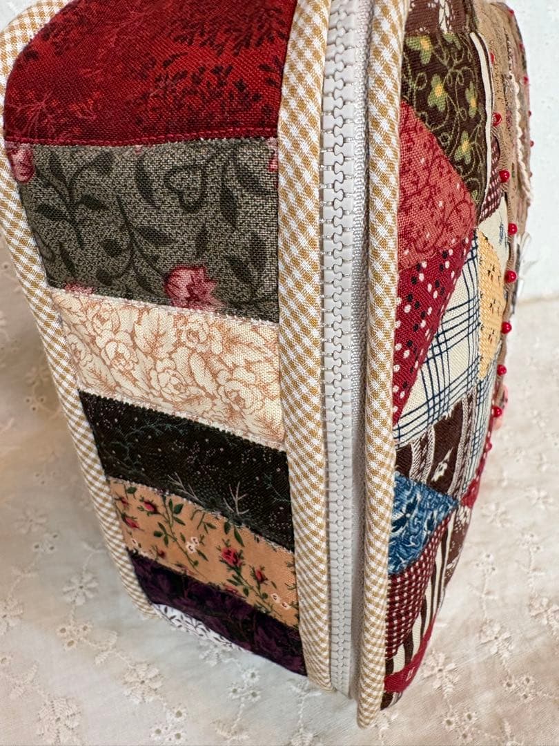 ♡ハンドメイド♡1点限り‼️ スーちゃんカントリーパッチワークBIGバニティポーチ