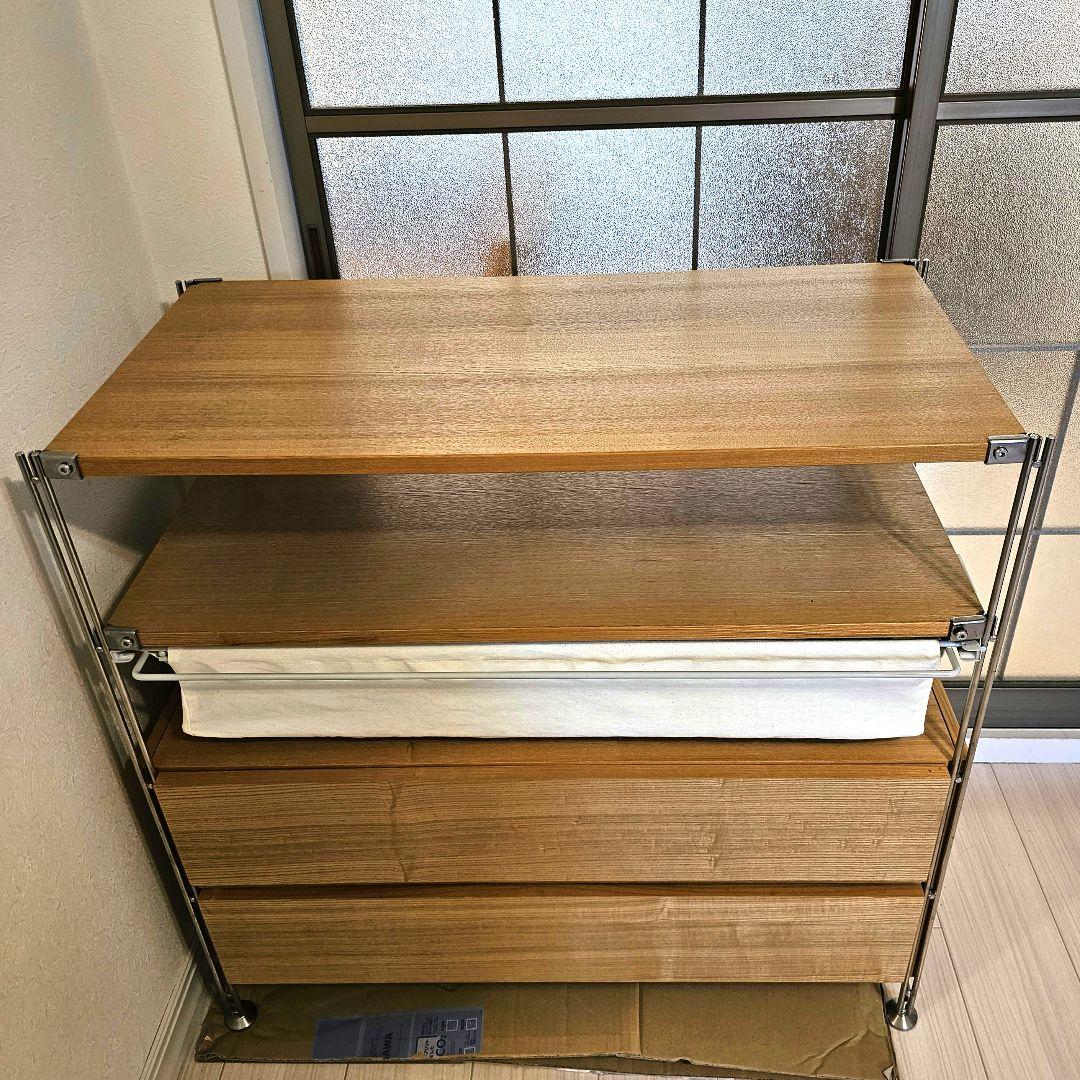 無印良品 MUJI オーク材 ステンレスユニットシェルフ 引出し 帆布バスケット