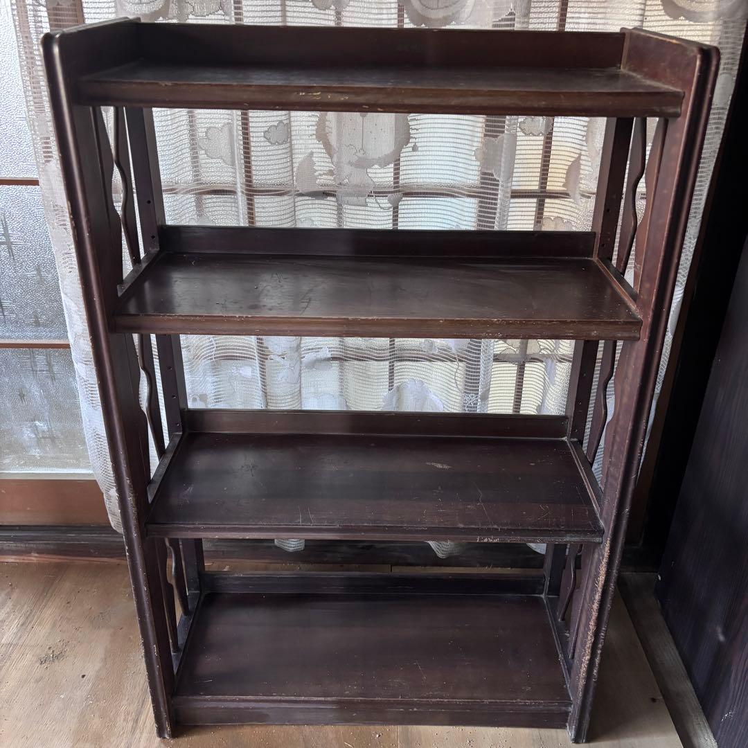 【昭和レトロ】木製オープンシェルフ 実家整理　当時物