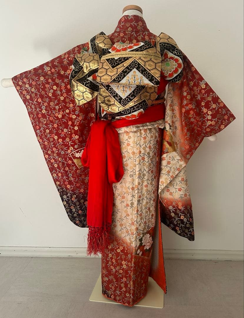 7歳　七五三　正絹着物　帯　帯揚げ　帯締め　しごきのセット